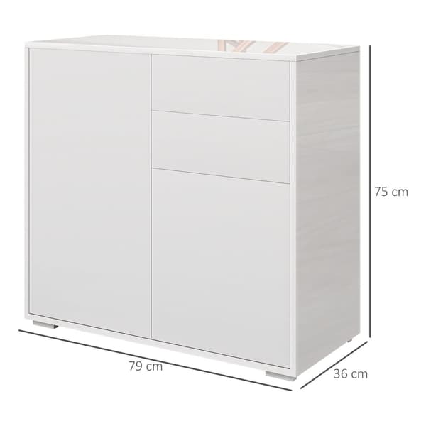 Rootz förvaringsskåp - skänk - sidoskåp - tippskydd - 79 cm x 36 cm x 75 cm - vit