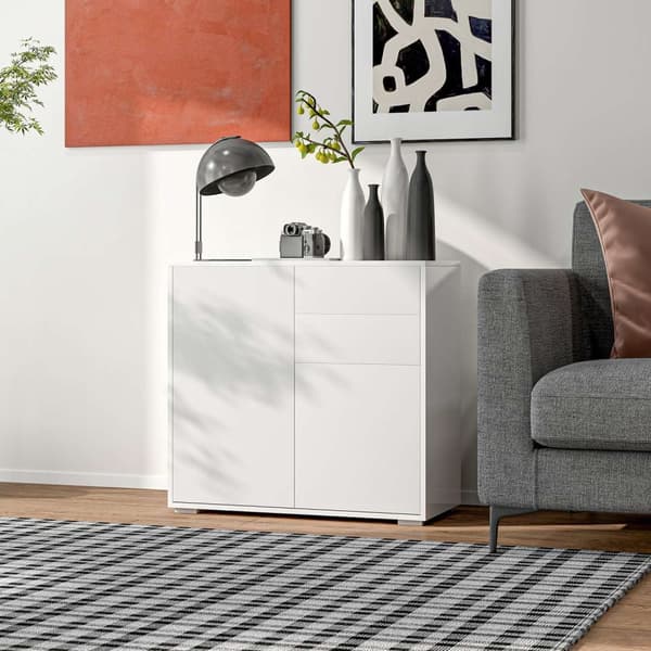Rootz förvaringsskåp - skänk - sidoskåp - tippskydd - 79 cm x 36 cm x 75 cm - vit