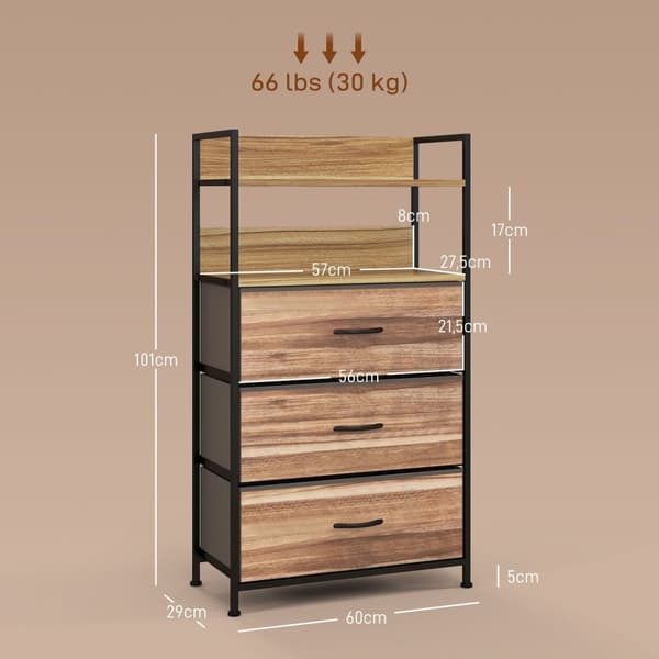 Rootz Storage Table - Industrial Chest of skuffer - Moderne stofskuffer - Rumbesparende design - 60 x 29 x 101 cm