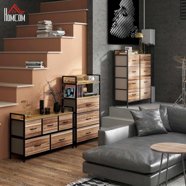 Rootz Storage Table - Industrial Chest of skuffer - Moderne stofskuffer - Rumbesparende design - 60 x 29 x 101 cm