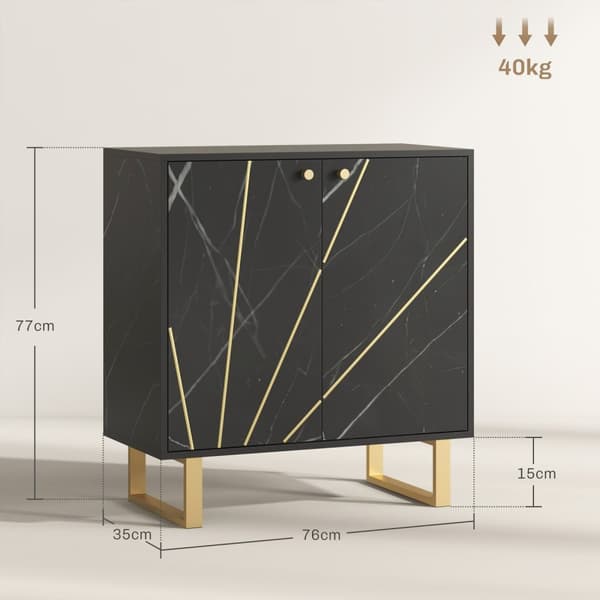 Rootz Storage Buffet - Sideboard - Konsolipöytä - Säädettävät hyllyt - 76 cm x 35cm x 77cm - musta