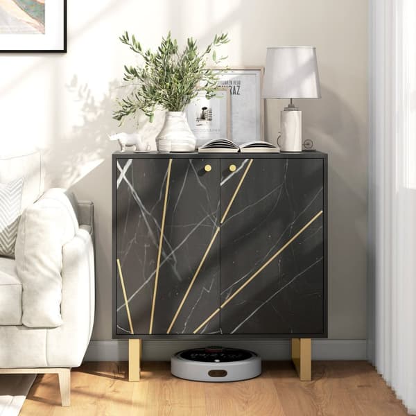 Rootz Storage Buffet - Sideboard - Konsolipöytä - Säädettävät hyllyt - 76 cm x 35cm x 77cm - musta