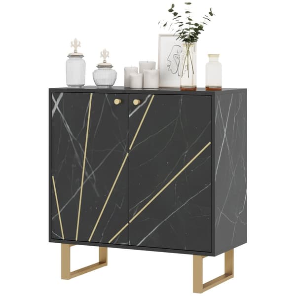Rootz Storage Buffet - Sideboard - Konsolipöytä - Säädettävät hyllyt - 76 cm x 35cm x 77cm - musta