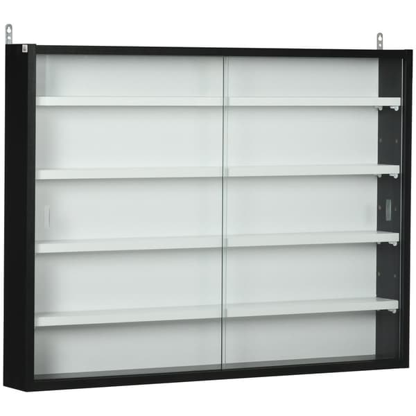 Rootz Wall Showcase for Collector's Pieces - Display Case - Storage Unit - Højdejusterbar - 80 x 9,5 x 60 cm sort