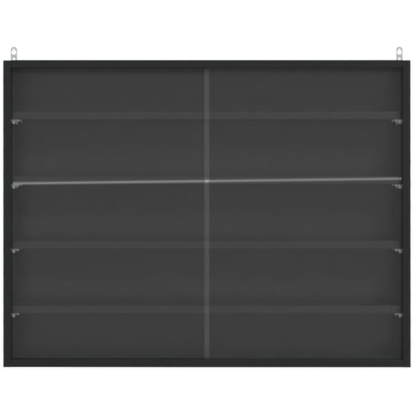 Rootz Wall Showcase - Collector's Display Case - Justerbare hylder - glasskydedøre - Beskytter samleobjekter - 80 x 9,5 x 60 cm, sort