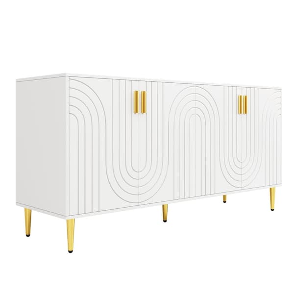 Rootz White skænk - Buffetskab - Opbevaringsenhed - Elegant design, let rengøring, MDF, 152 cm x 40 cm x 75 cm