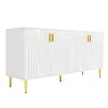 Miniatyrbillede 9 af 11: Rootz White skænk - Buffetskab - Opbevaringsenhed - Elegant design, let rengøring, MDF, 152 cm x 40 cm x 75 cm