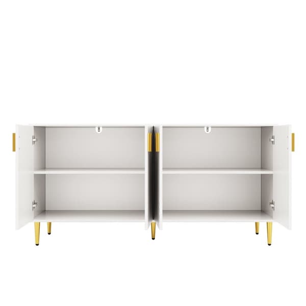 Rootz White skænk - Buffetskab - Opbevaringsenhed - Elegant design, let rengøring, MDF, 152 cm x 40 cm x 75 cm