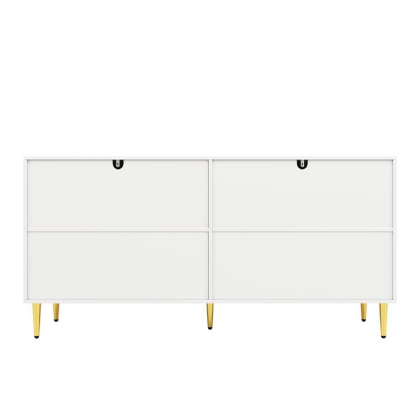 Rootz White skænk - Buffetskab - Opbevaringsenhed - Elegant design, let rengøring, MDF, 152 cm x 40 cm x 75 cm