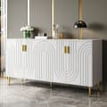 Miniatyrbillede 2 af 11: Rootz White skænk - Buffetskab - Opbevaringsenhed - Elegant design, let rengøring, MDF, 152 cm x 40 cm x 75 cm