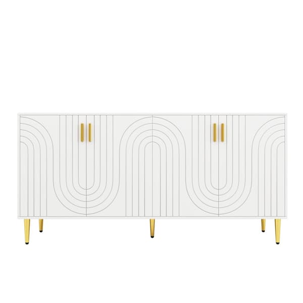 Rootz White skænk - Buffetskab - Opbevaringsenhed - Elegant design, let rengøring, MDF, 152 cm x 40 cm x 75 cm