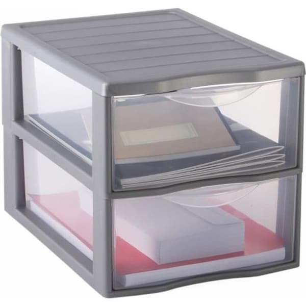 SUNDIS Mini förvaringstorn Orgamix A4 GM 2 lådor 36,5x26x25,5 cm grå