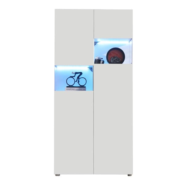 Vitrineskab med LED-belysning og transparent akryl – Høj opbevaringshylde til stue, køkken og kontor – 80x36,4x170 cm, hvid