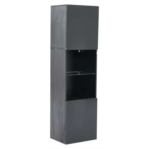 Vitrineskab 45x35x160 cm - med 2 tilslutninger - med LED-belysning - 1 glashylde - sort