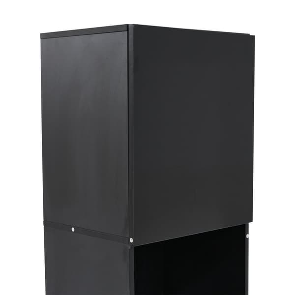 Vitrineskab 45x35x160 cm - med 2 tilslutninger - med LED-belysning - 1 glashylde - sort