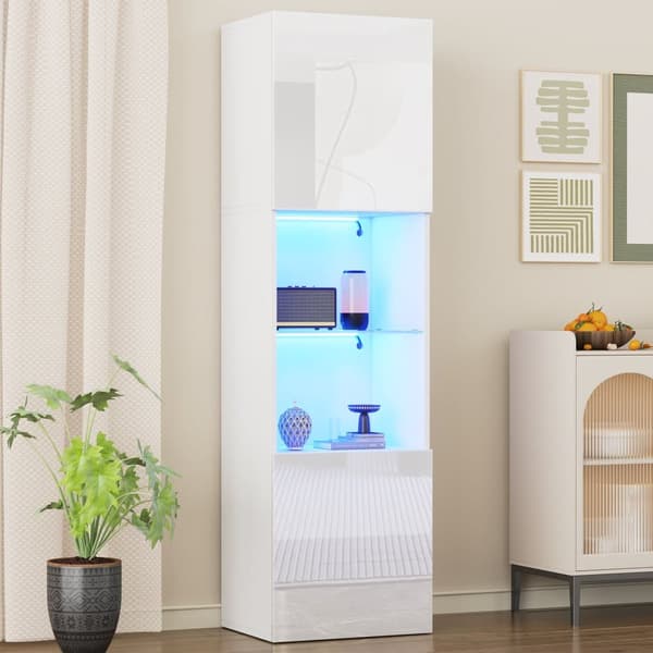 Vitsaappi 45x35x160 cm - 2 liitännällä - LED-valaistuksella - 1 lasihylly - valkoinen