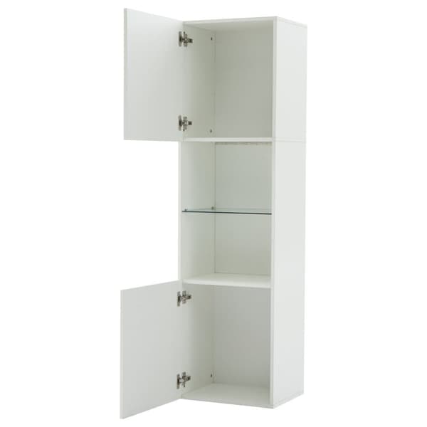 Vitrineskab 45x35x160 cm - med 2 tilslutninger - med LED-belysning - 1 glashylde - hvid