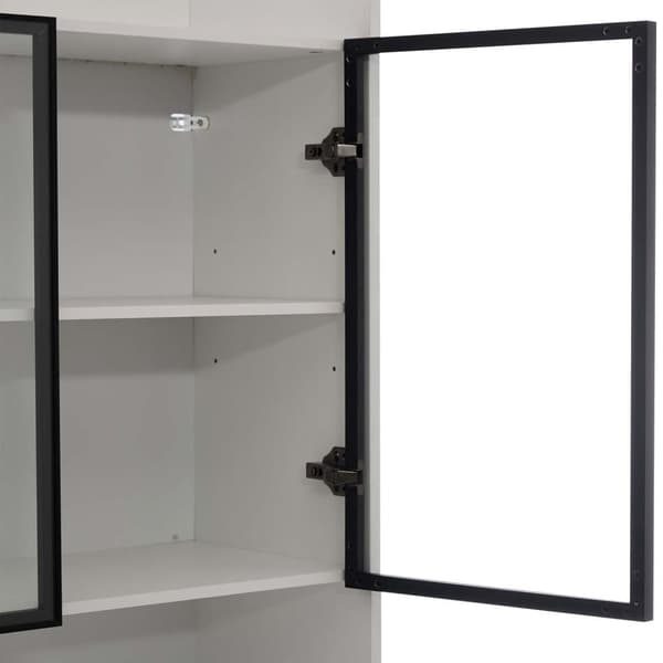 Vitrinskåp 32x80x153,5 cm med LED - 2 glasdörrar och 1 stor låda - Vit