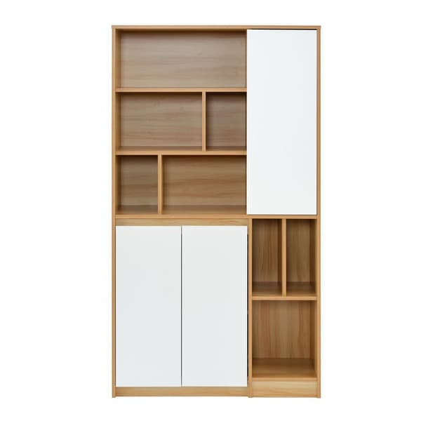 Moderne bogreol i træ med 3 låger og justerbare hylder – rummeligt opbevaringsskab 90×35,5×160 cm til hjemmet eller kontoret