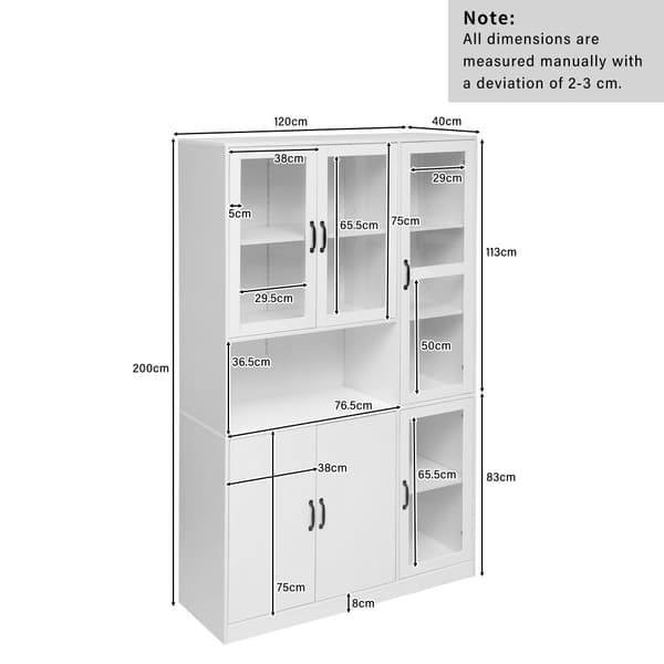 Vitrineskab med LED-belysning - Hylder med 6 låger - H 200 cm - Hvid