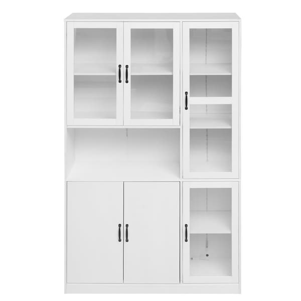 Vitrineskab med LED-belysning - Hylder med 6 låger - H 200 cm - Hvid