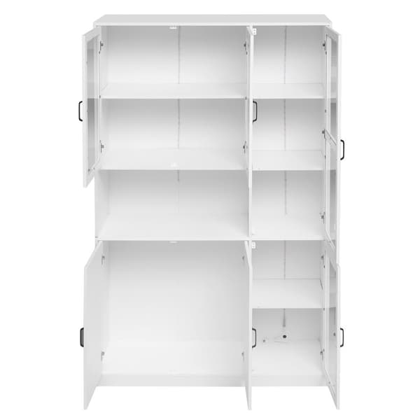 Vitrineskab med LED-belysning - Hylder med 6 låger - H 200 cm - Hvid