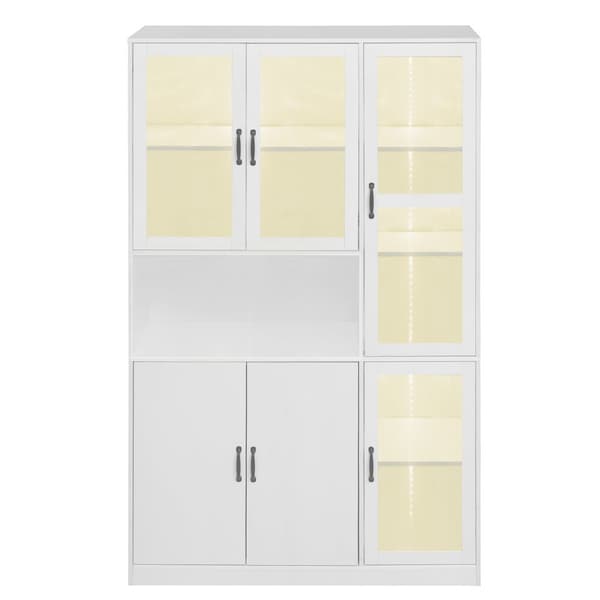 Vitrineskab med LED-belysning - Hylder med 6 låger - H 200 cm - Hvid