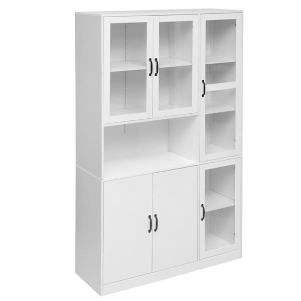 Vitrineskab med LED-belysning - Hylder med 6 låger - H 200 cm - Hvid