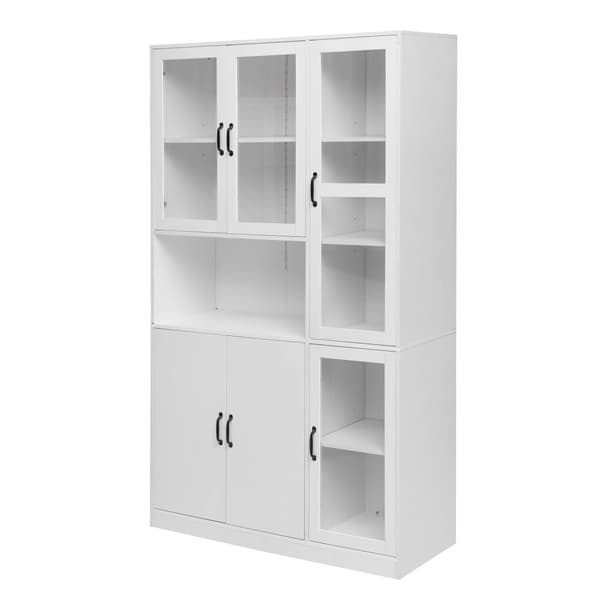 Vitrineskab med LED-belysning - Hylder med 6 låger - H 200 cm - Hvid