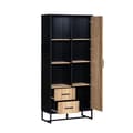 Miniatyrbillede 9 af 10: Moderne højbord 80x40x180 cm – trælook med sort ramme, skab med låge, 2 skuffer og 3 åbne hylder