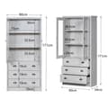 Pikkukuva 4 / 11: Moderni highboard 80x34x171 cm – puinen ilme lasiovilla, 3 laatikolla ja kuparikahvoilla, tyylikäs säilytystila olohuoneeseen, toimistoon ja eteiseen