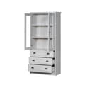 Pikkukuva 6 / 11: Moderni highboard 80x34x171 cm – puinen ilme lasiovilla, 3 laatikolla ja kuparikahvoilla, tyylikäs säilytystila olohuoneeseen, toimistoon ja eteiseen