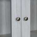 Pikkukuva 11 / 11: Moderni highboard 80x34x171 cm – puinen ilme lasiovilla, 3 laatikolla ja kuparikahvoilla, tyylikäs säilytystila olohuoneeseen, toimistoon ja eteiseen