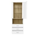 Miniatyrbillede 6 af 11: Vitrineskab 181,5 cm højt – hvid højglansfront, glaslåger og justerbar LED-belysning, moderne design