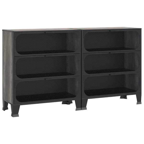 Förvaringsskåp 2 delar grå 72x36x82 cm metall och MDF