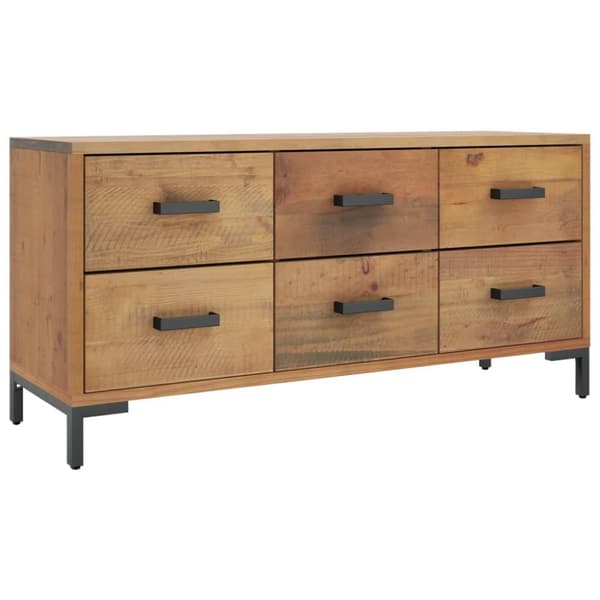 Förvaringsbyrå brun 110x30x45 cm massiv furu