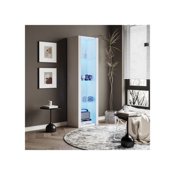 Glansvitrin med LED-belysning, 3 glashyllor, 55*38*166 cm, vitrin
