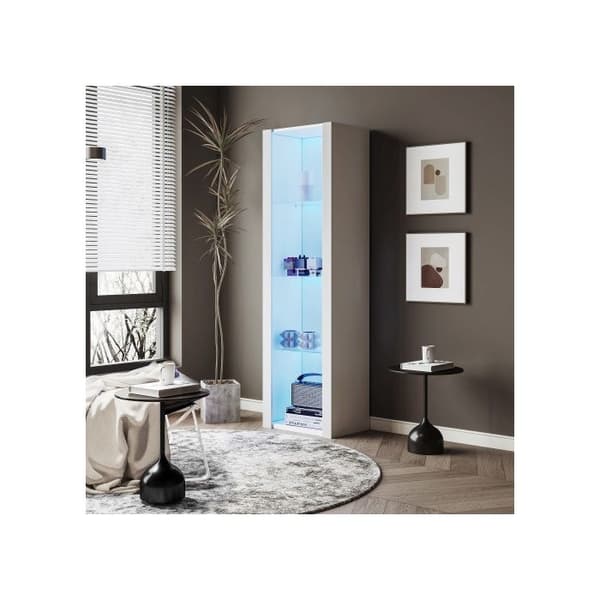 Glansvitrin med LED-belysning, 3 glashyllor, 55*38*166 cm, vitrin