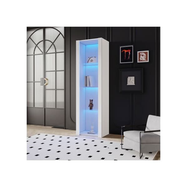 Glansvitrin med LED-belysning, 3 glashyllor, 55*38*166 cm, vitrin