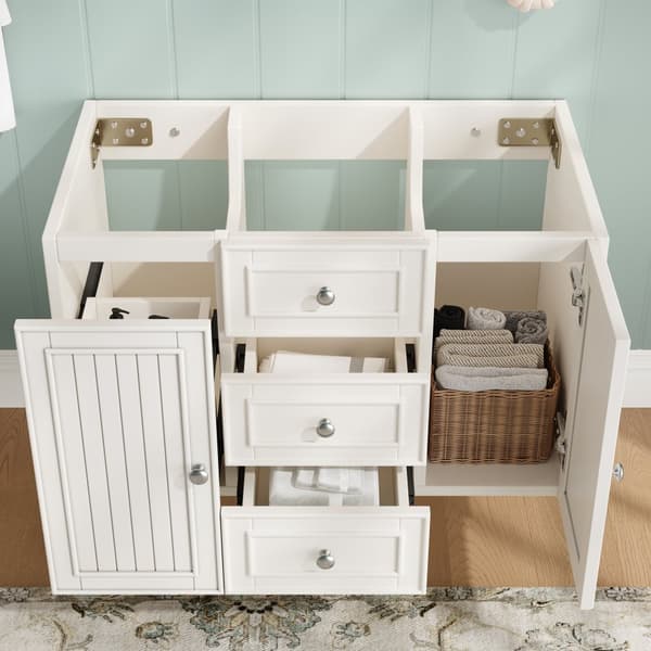 Vägghängt tvättställsskåp 78,5×46×46,8 cm, badrumsskåp med 3 lådor, modern stil, förvaring, vit underskåp