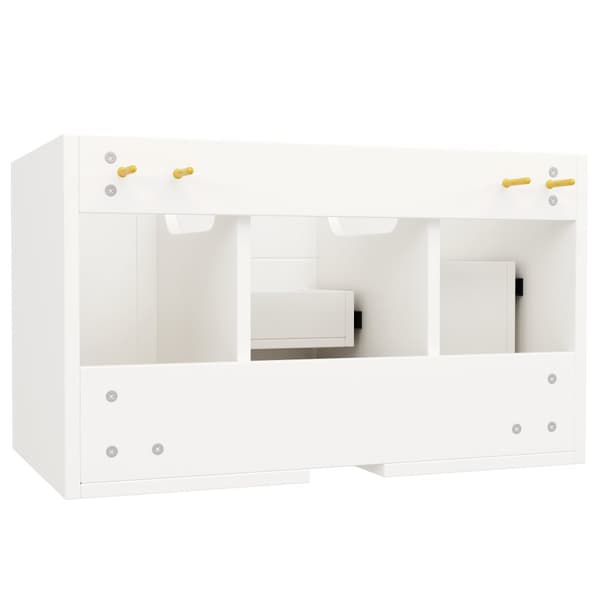 Vägghängt tvättställsskåp 78,5×46×46,8 cm, badrumsskåp med 3 lådor, modern stil, förvaring, vit underskåp