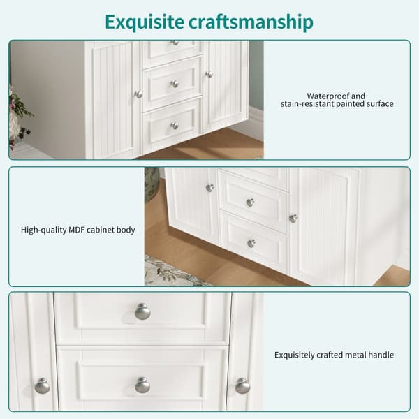 Vägghängt tvättställsskåp 78,5×46×46,8 cm, badrumsskåp med 3 lådor, modern stil, förvaring, vit underskåp