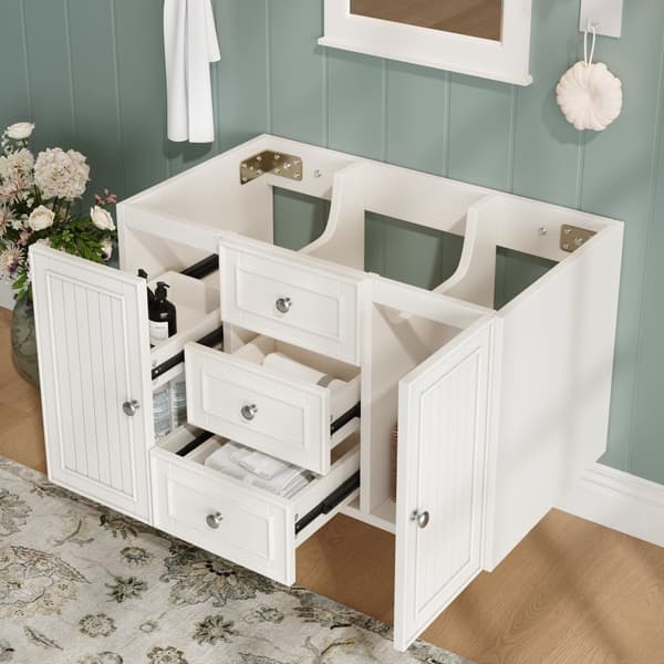 Vägghängt tvättställsskåp 78,5×46×46,8 cm, badrumsskåp med 3 lådor, modern stil, förvaring, vit underskåp