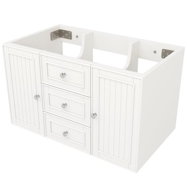 Tvättställsskåp med handfat 78,5×46×46,8 cm – Väggmonterat badrumsskåp i vitt med 3 lådor, mycket förvaring, modern stil