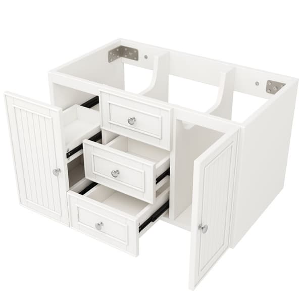 Tvättställsskåp med handfat 78,5×46×46,8 cm – Väggmonterat badrumsskåp i vitt med 3 lådor, mycket förvaring, modern stil