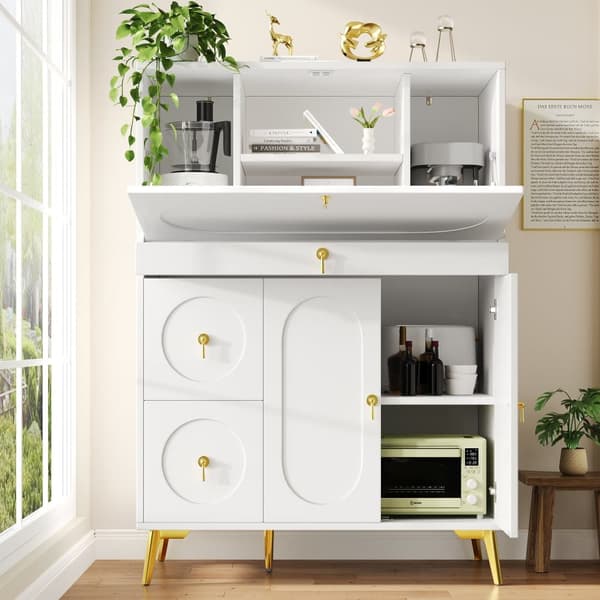 Köksförvaringsskåp 100×50×140 cm – Modernt skafferi med vikdörrar, vit sideboard för kök, matsal eller vardagsrum, multifunktionell förvaring