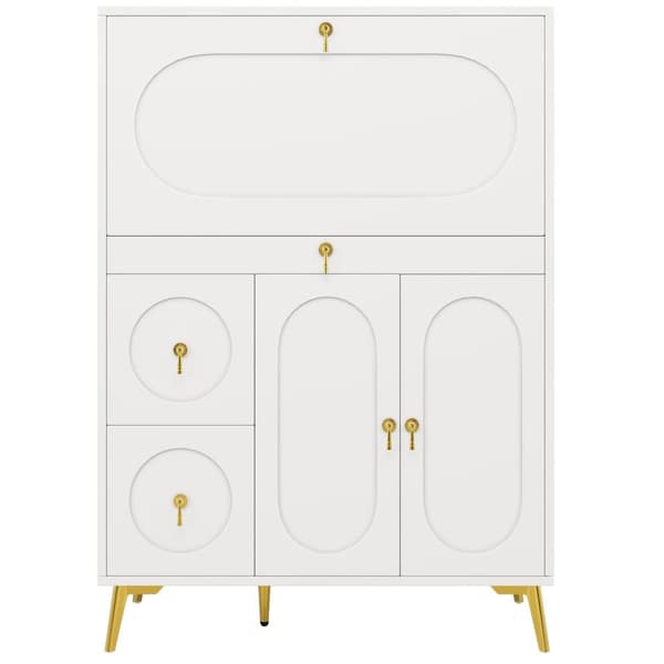 Köksförvaringsskåp 100×50×140 cm – Modernt skafferi med vikdörrar, vit sideboard för kök, matsal eller vardagsrum, multifunktionell förvaring