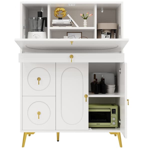 Köksförvaringsskåp 100×50×140 cm – Modernt skafferi med vikdörrar, vit sideboard för kök, matsal eller vardagsrum, multifunktionell förvaring