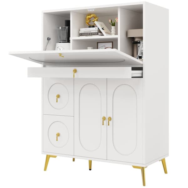 Köksförvaringsskåp 100×50×140 cm – Modernt skafferi med vikdörrar, vit sideboard för kök, matsal eller vardagsrum, multifunktionell förvaring