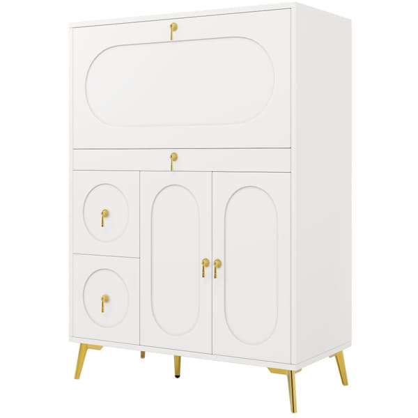Köksförvaringsskåp 100×50×140 cm – Modernt skafferi med vikdörrar, vit sideboard för kök, matsal eller vardagsrum, multifunktionell förvaring